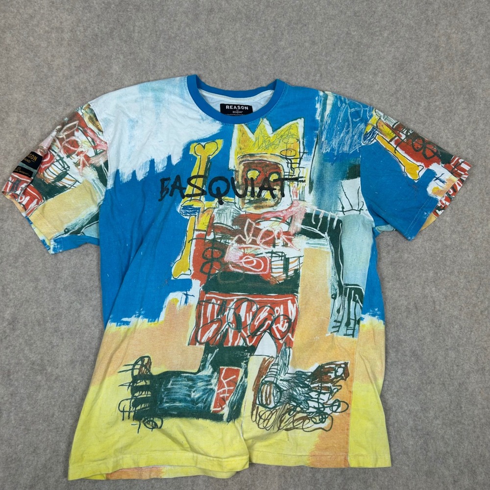 Reason T-Shirt Mens XL Multi Color Basquiat All Over Print Art Graphic Tee